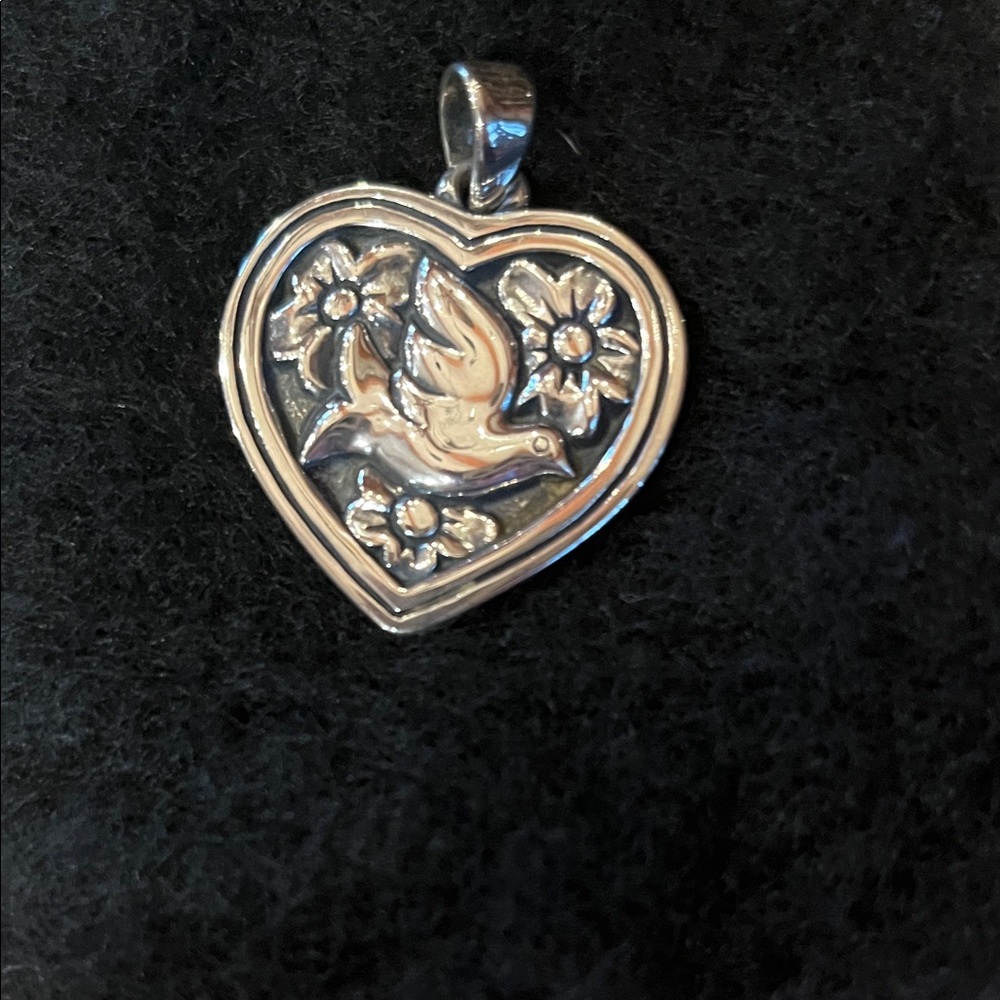 Rare James Avery Pendant Dove with Flowers in Heart